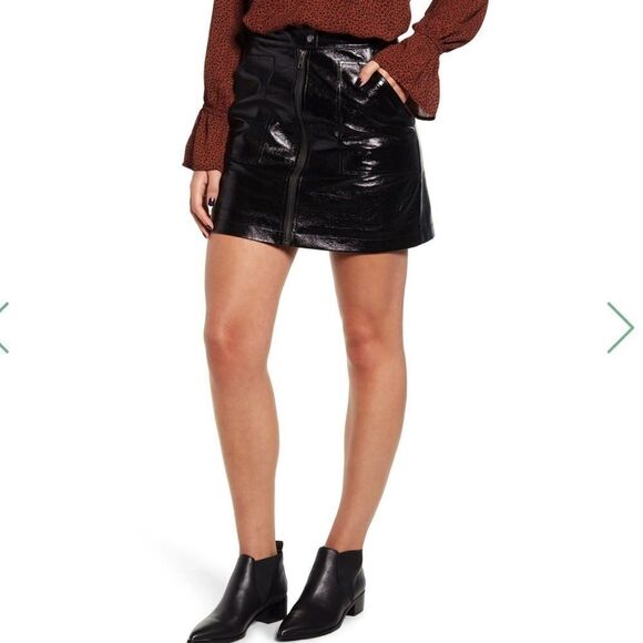 MinkPink Coyote Faux Leather Black Mini Skirt - Picture 11 of 11